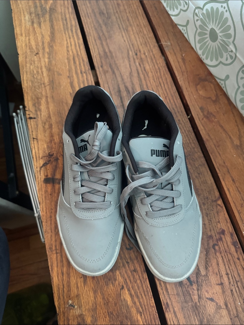 Puma Light Gray Low-Top Lace-Up Sneakers